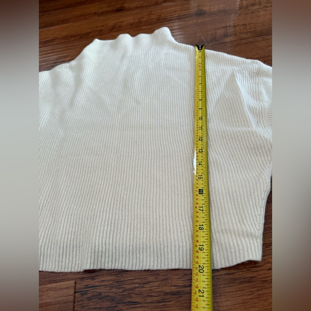 Anthropologie Pilcro Ribbed Mock Neck Crop Cream 100% Cashmere Sweater-1X - Picture 7 of 11